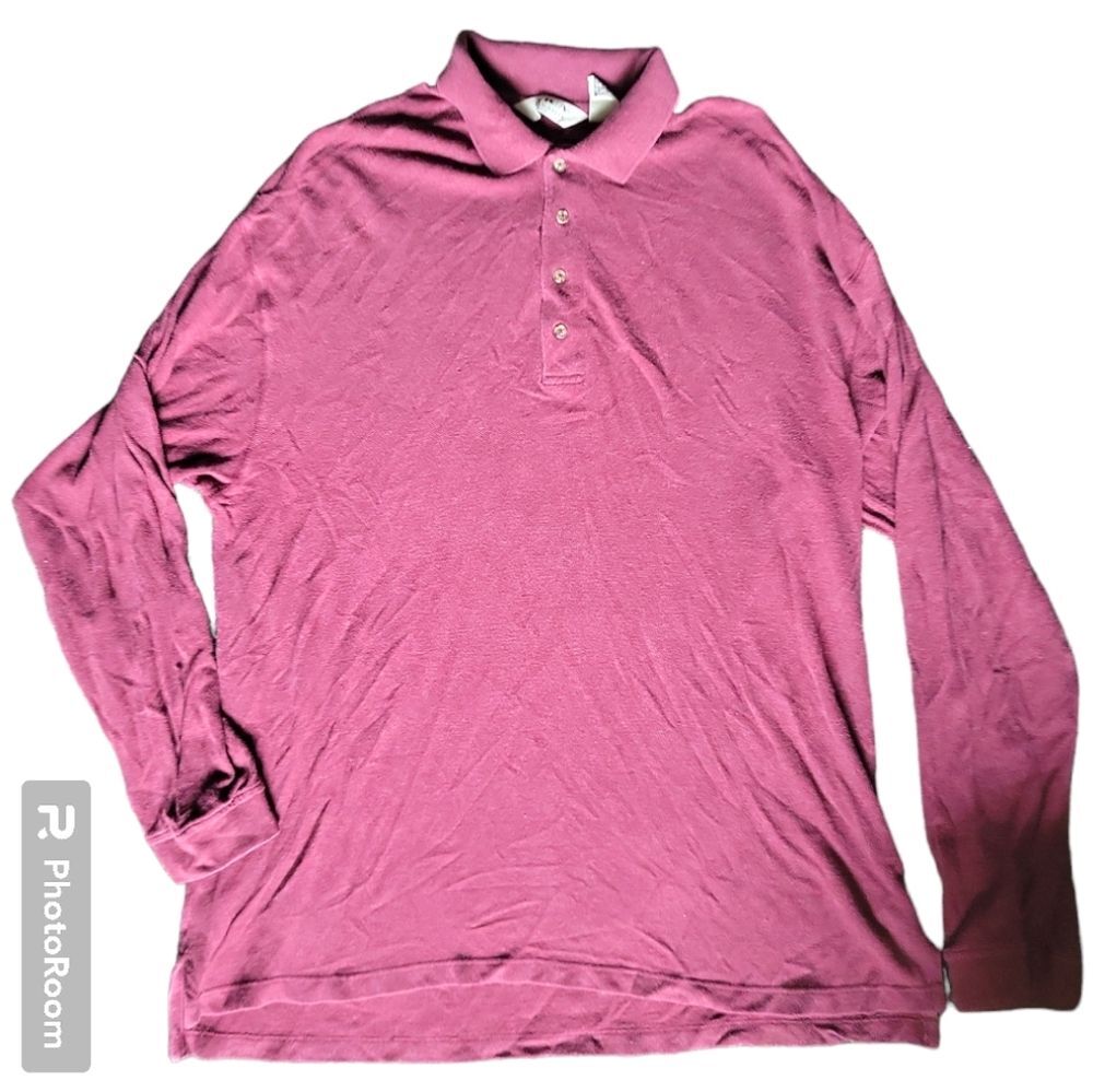 AKA EDDIE BAUER RED LONG SLEEVE POLO TOP - XXL